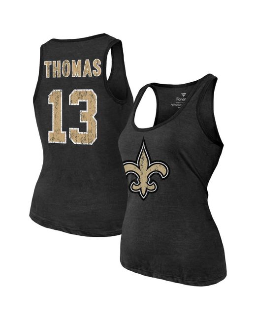 Majestic Threads Black Fanatics Branded Heathered New Orleans Saints Name & Number Tri-blend Tank Top At Nordstrom
