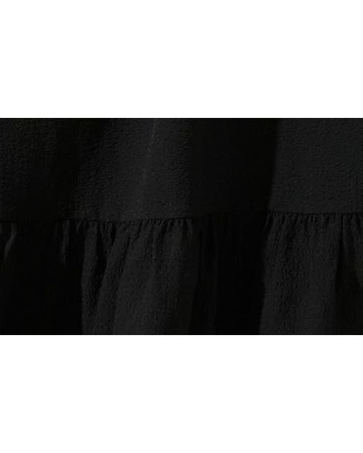 Astr Black Tie Back Puff Sleeve Midi Dress