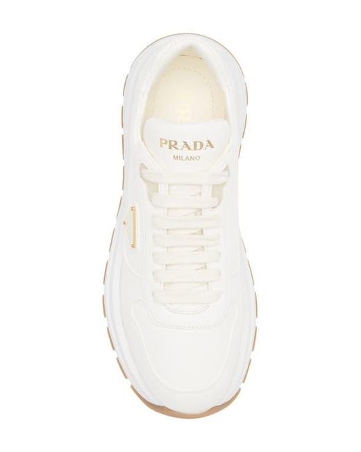 Prada White Prax Leather Sneaker