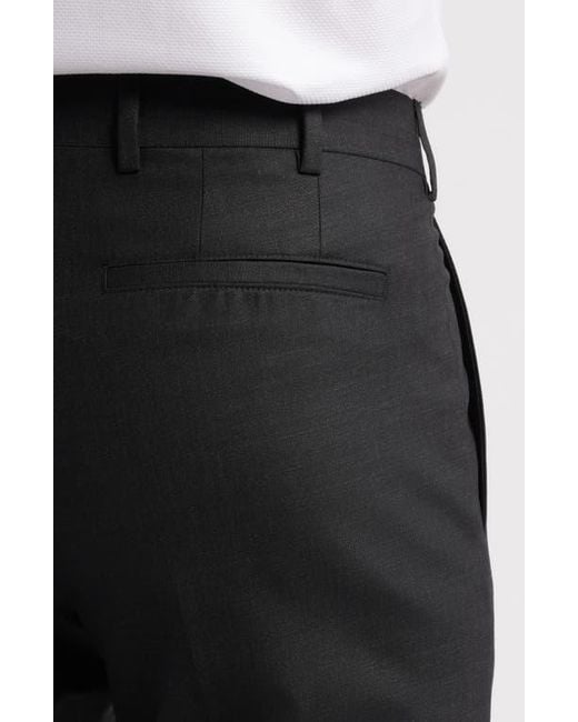 Bugatchi Black Regular Fit Stretch Wool Pants for men
