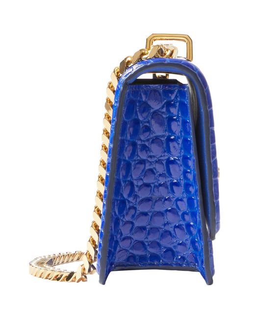 Burberry Mini Tb Croc Embossed Patent Leather Shoulder Bag in Blue Lyst
