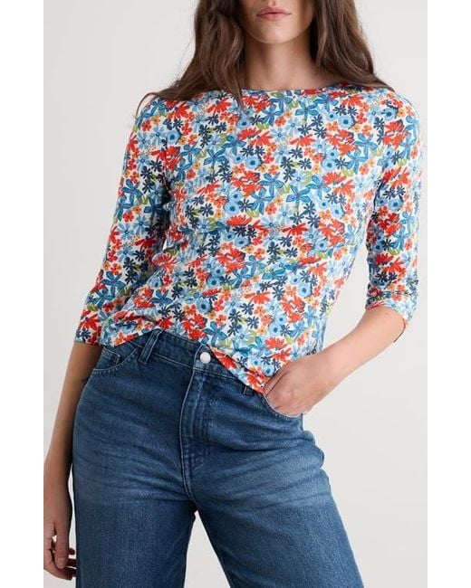 Seasalt Cornwall Blue Easel Stretch Organic Cotton Top