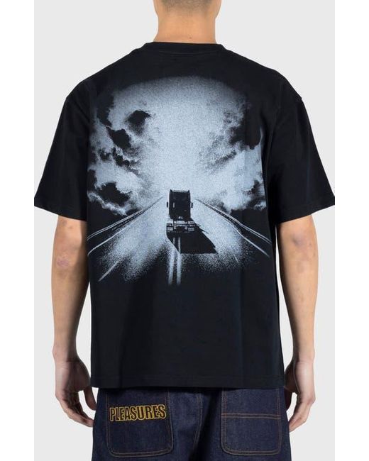Pleasures Black Truck Heavyweight Graphic T-Shirt for men