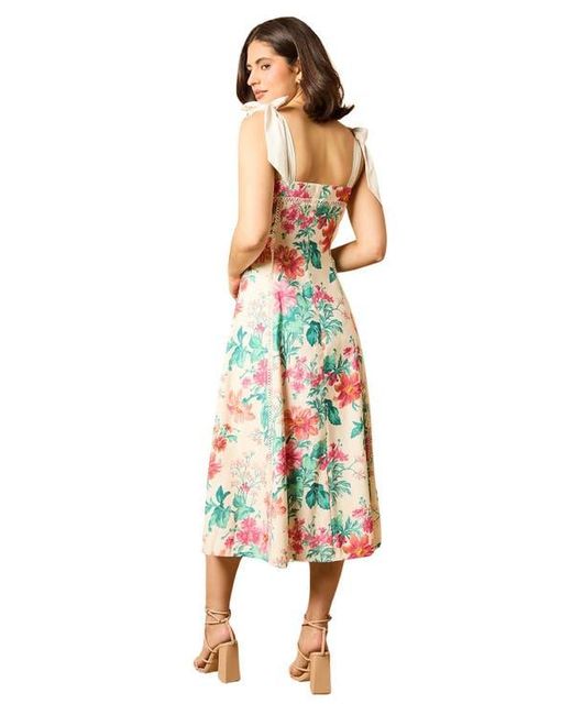 Oasis Multicolor Bow Strap Midi Prom Dress