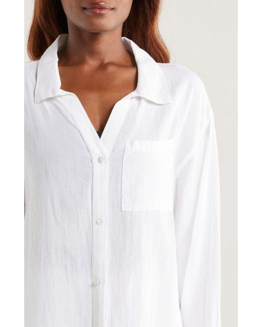Nordstrom White Oversized Cover-Up Shirt