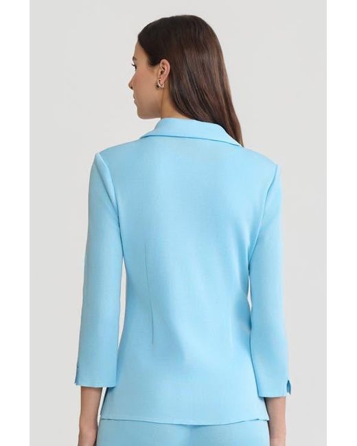 Ming Wang Blue Tailored Single-Button Knit Jacket
