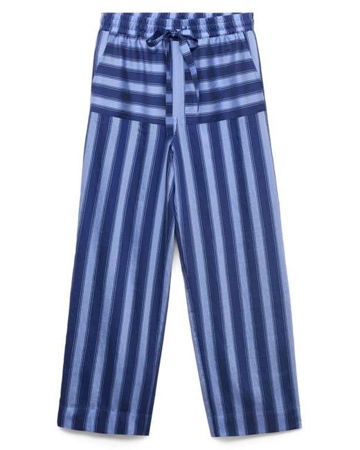 Mango Blue Stripe Wide Leg Pajama Pants