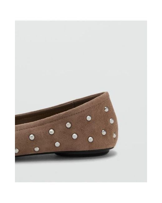 Mango Brown Studded Ballet Flat