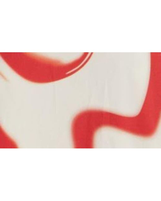 Dries Van Noten Red Casio Print Oversize Cotton Poplin Button-Up Shirt