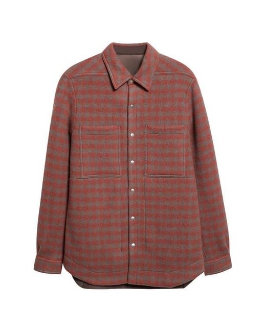 Rick Owens Brown Check Virgin Wool Overshirt