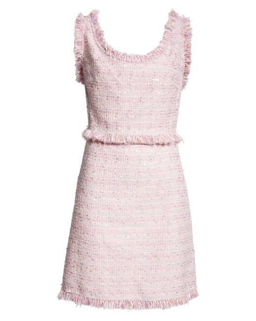 Giambattista Valli Pink Sleeveless Tweed Sheath Dress