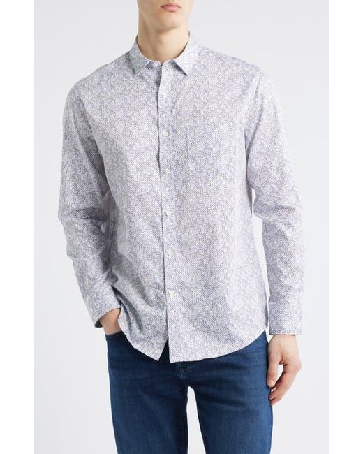 Johnston & Murphy White Circle Grid Print Button Down Shirt for men