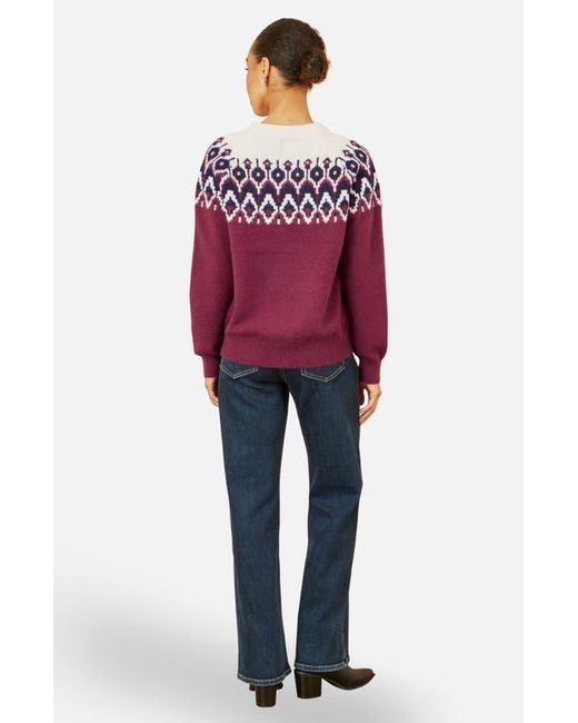 Yumi' Purple Fair Isle Relaxed Fit Knitted Sweater