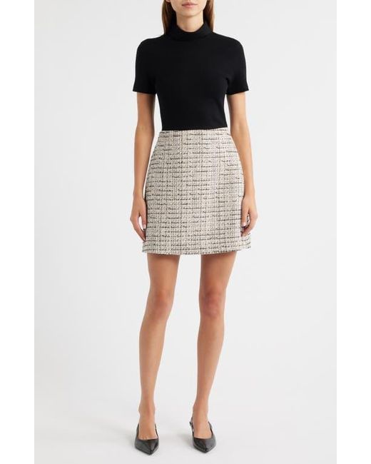 Theory Black Short Sleeve Combo Tweed Dress