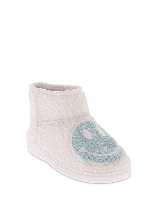 MIA Blue Chill Smiley Faux Shearling Bootie Slipper