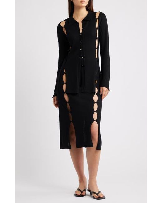 EMILY DAWN LONG River Wool Tunic Cardigan in Black | Lyst
