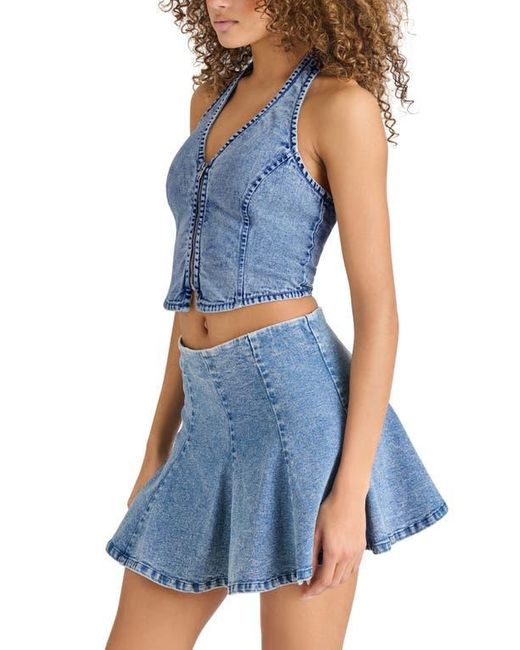Steve Madden Blue Beatrix Denim Halter Top