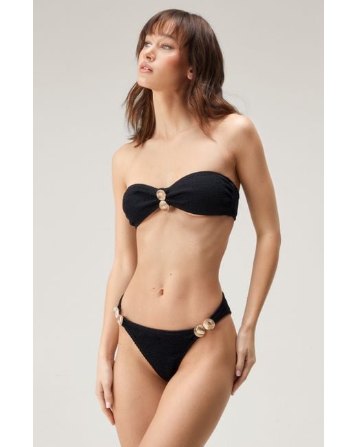 Nasty Gal Black Crinkled Shell Two-piece Swimsuit