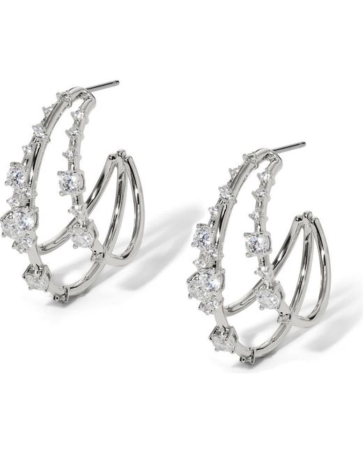 Nadri Metallic Everleigh Cubic Zirconia Three Hoop Earrings
