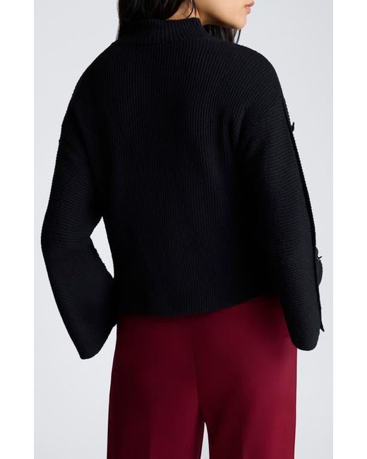 Kenneth Cole Black Rib Mock Neck Pullover