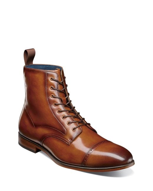 Stacy Adams Brown Henry Cap Toe Boot for men