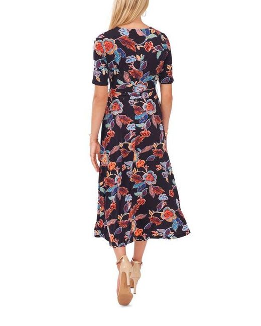 Chaus Red V-Neck Faux Wrap Midi Dress