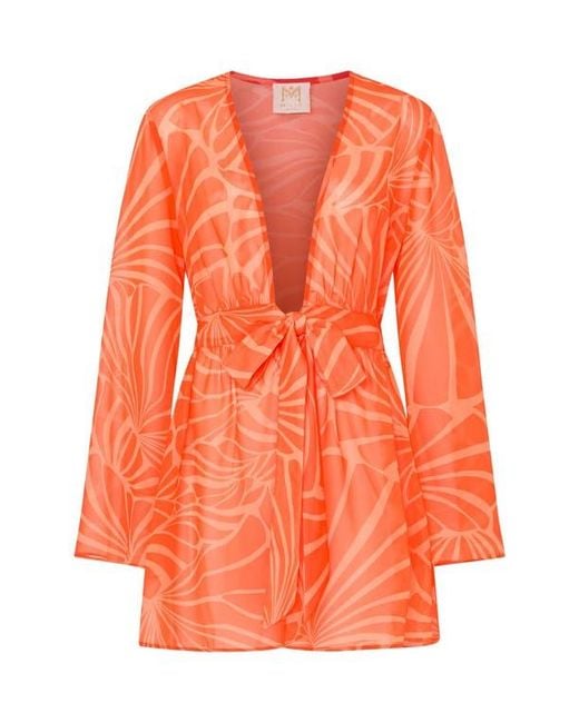MILLY Orange Jessie Abstract Kai Print Chiffon Cover-Up