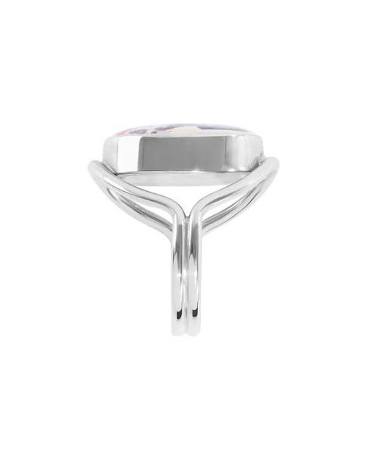 ATHRA LUXE White Dried Flowers Oval Ring