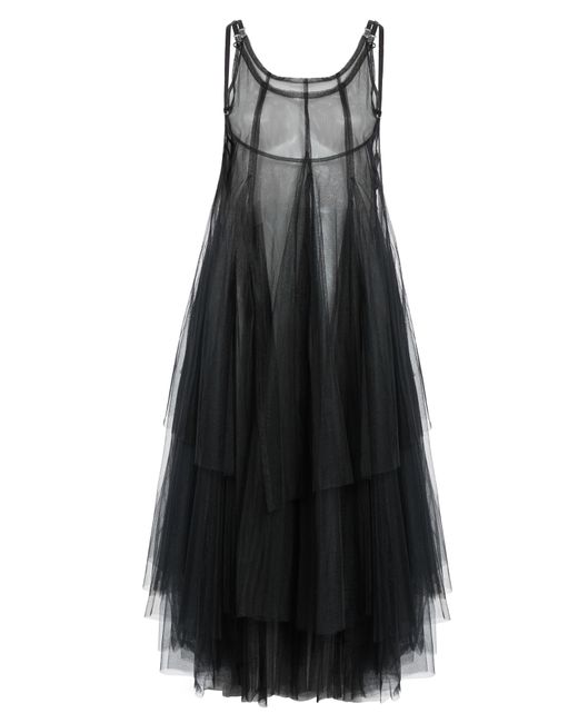 Noir Kei Ninomiya Black Sheer Tiered Tulle Shift Dress