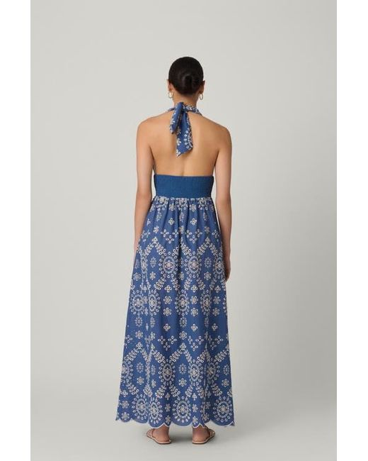 Shoshanna Women's Blue Halter Embroidered Maxi Cover Up - www.benaras.co Shoshanna Women's Blue Halter Embroidered Maxi Cover Up - www.benaras.co