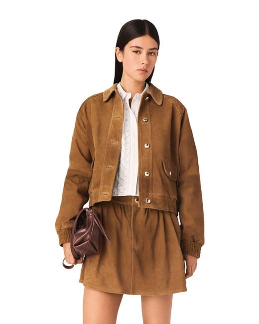 Maje Brown Suede Jacket