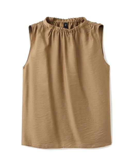Mango Natural Mock Neck Satin Top