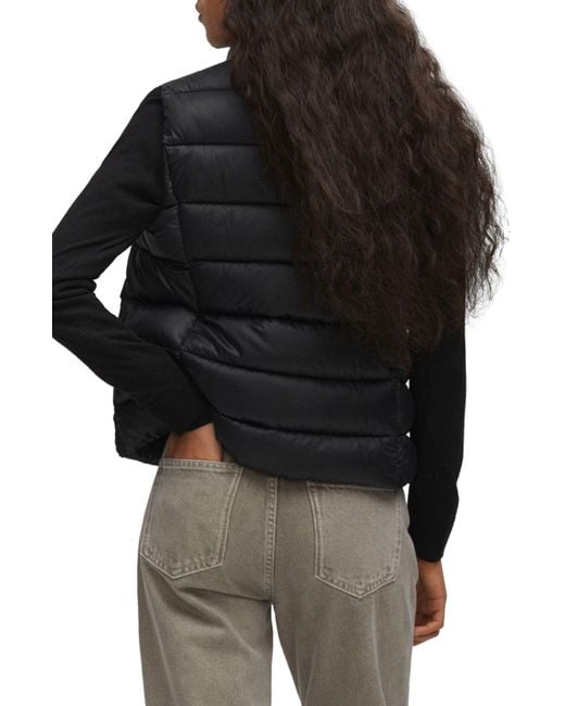 Mango Ultralight Quilted Puffer Vest in Black Lyst