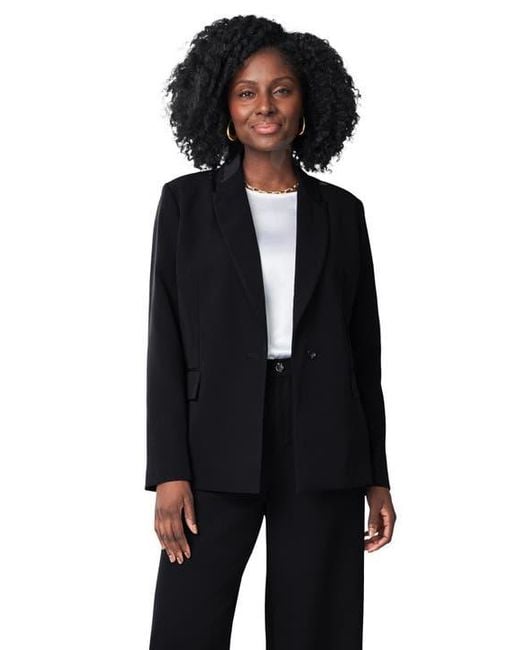 Jessica London Women's Blue Bi-Stretch Shaped Blazer