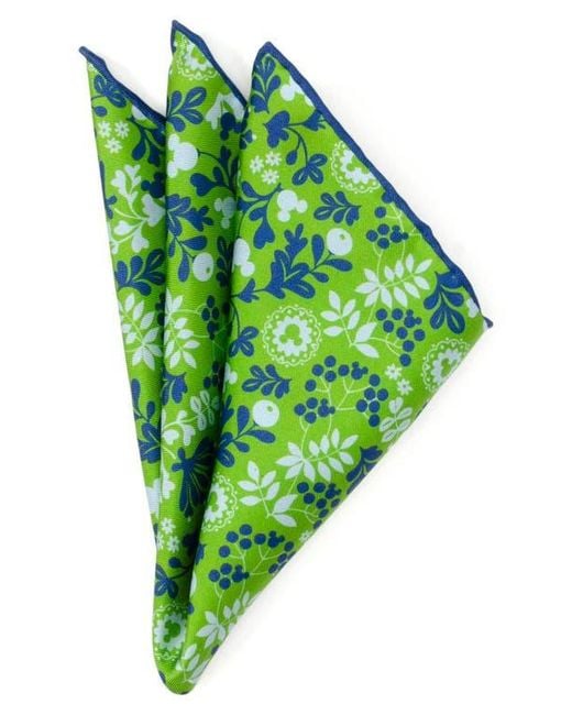 Cufflinks Inc. Green Mickey Floral Silk Pocket Square for men