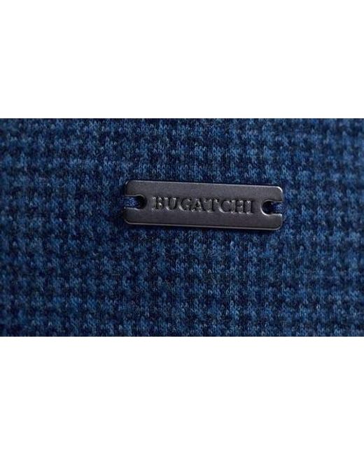 Bugatchi Blue Houndstooth Patern Quarter Zip Top for men
