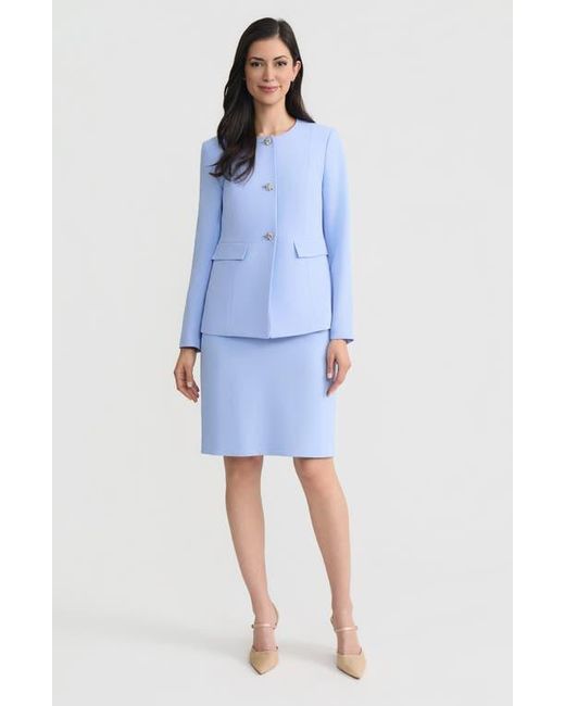 Kasper Blue Three-Button Peplum Jacket