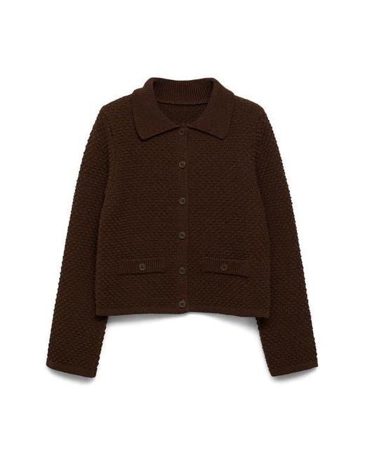 Mango Brown Textured Cardigan