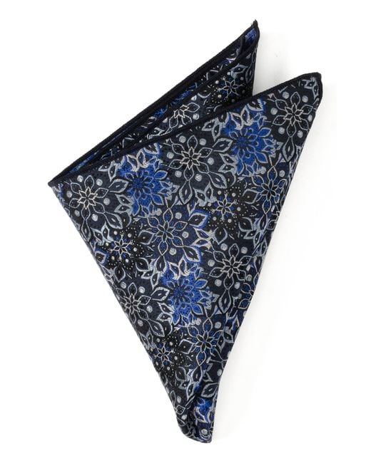Cufflinks Inc. Blue Floral Silk Pocket Square for men