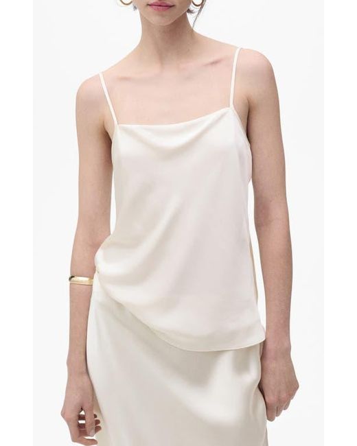 Mango White Draped Satin Camisole