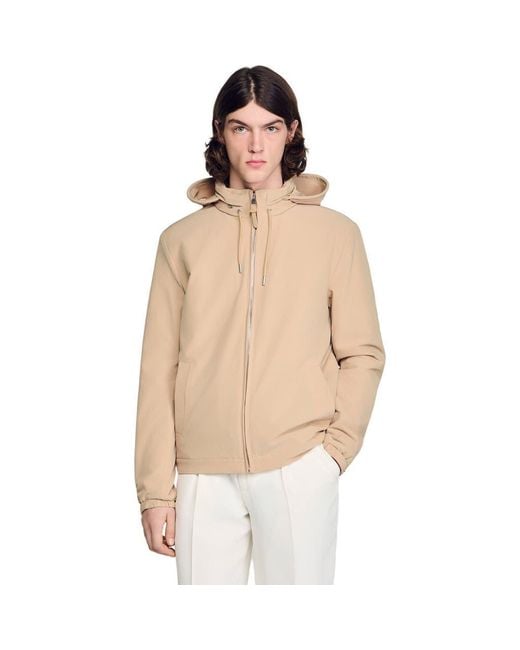 Sandro Natural Hooded Zip-Up Jacket for men