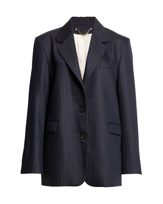 Golden Goose Deluxe Brand Blue Journey Pinstripe Wool Blend Blazer