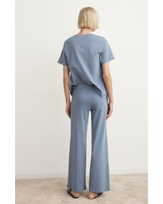 Mango Blue Solid Cotton Pajama Pants