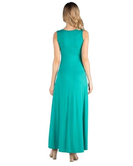 24seven Comfort Apparel Blue Maternity Slim Fit A-Line Sleeveless Maxi Dress