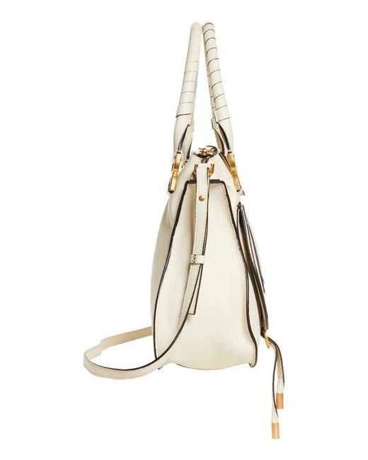 Chloé White Medium Marcie Calfskin Leather Satchel
