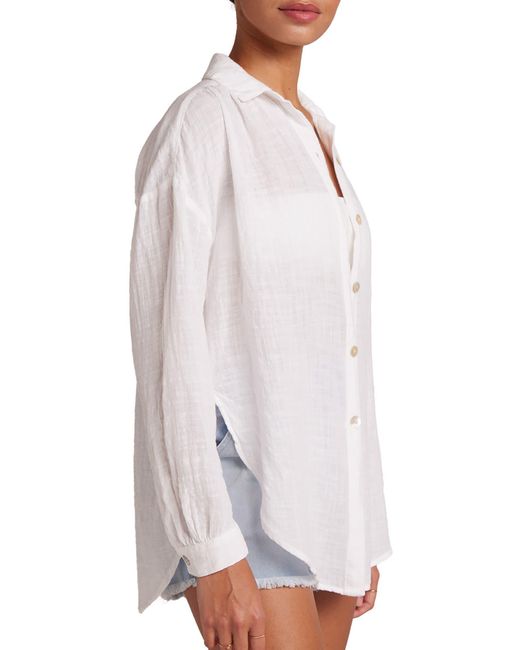Bella Dahl White Flowy Cotton Blend Button-up Shirt