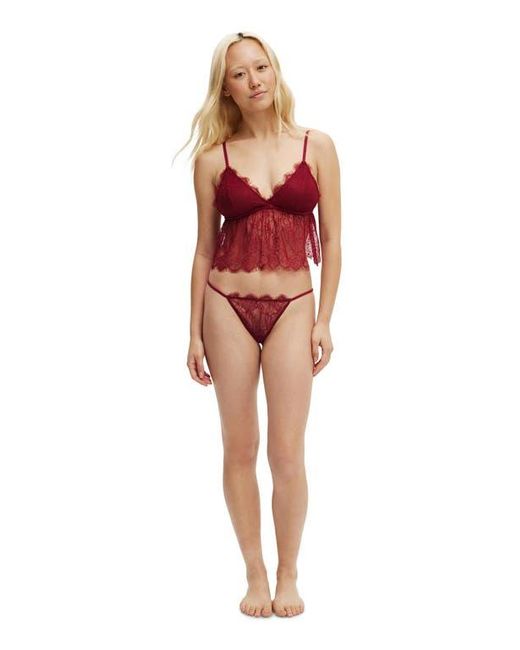 Cotton On Red Eyelash Lace Longline Bralette