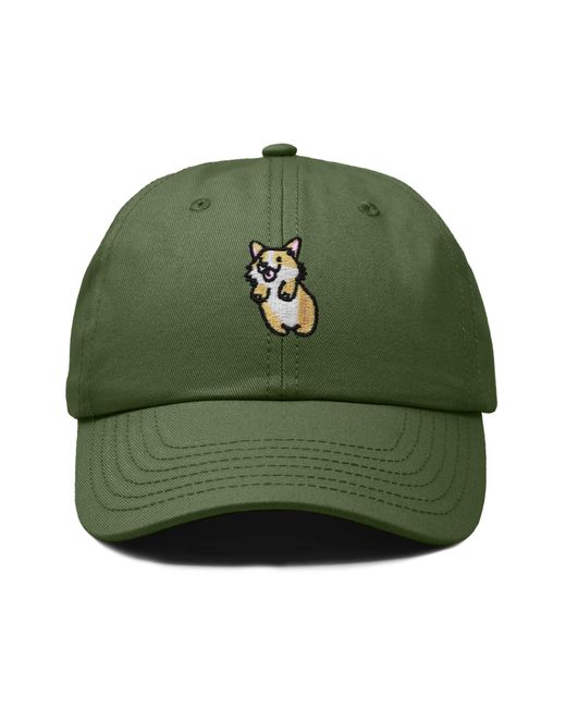 Alix Green Leaping Corgi Embroidered Cap