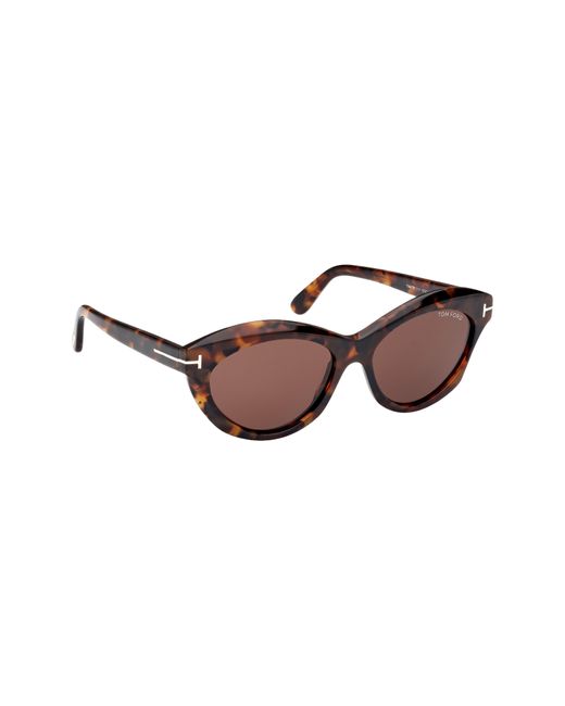 Tom Ford Brown Toni 55mm Oval Sunglasses