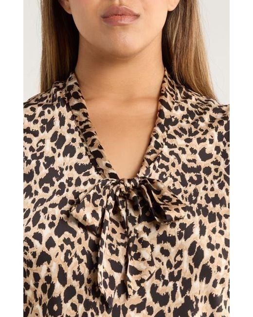 Kasper Multicolor Print Tie Neck Sleeveless Top